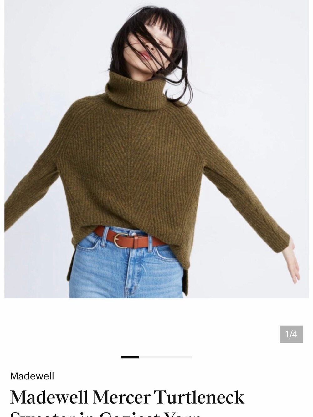 Madewell Mercer Turtleneck Sweater in Coziest Yarn